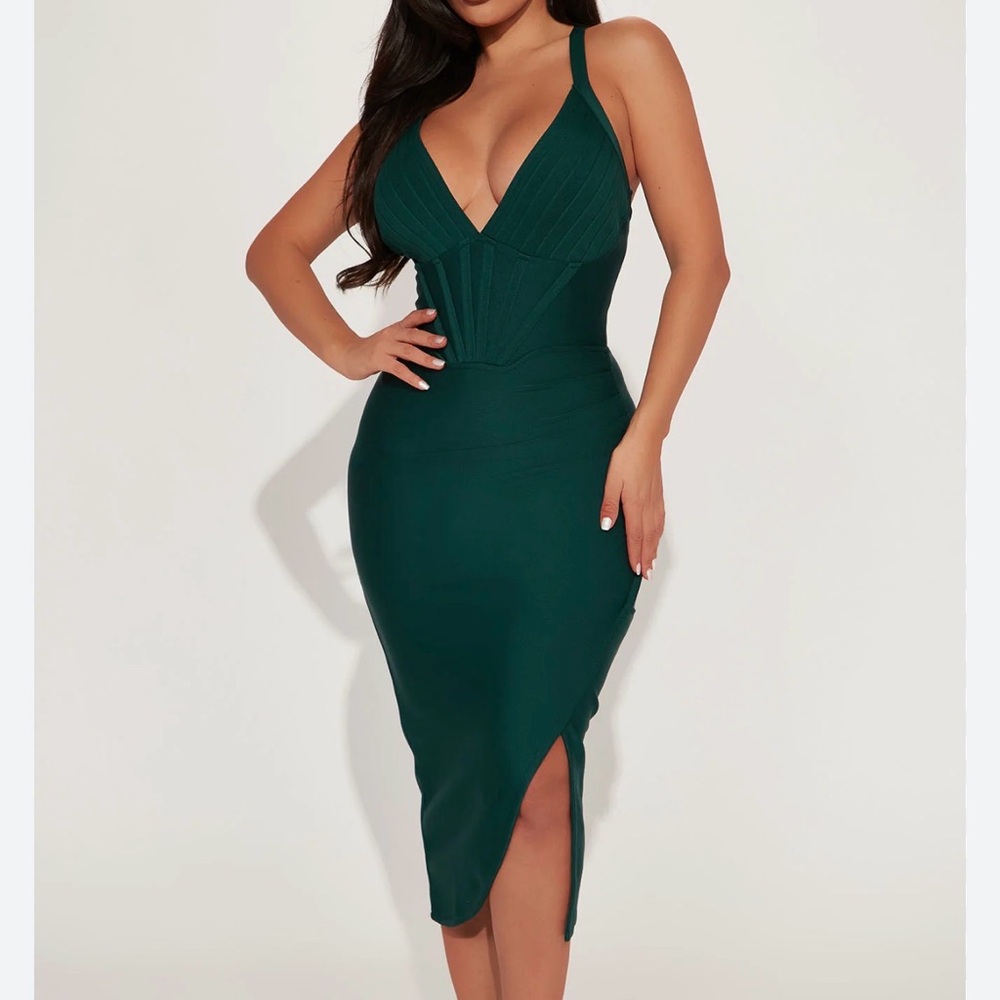 Fashion Nova Deep Teal Midi Dress